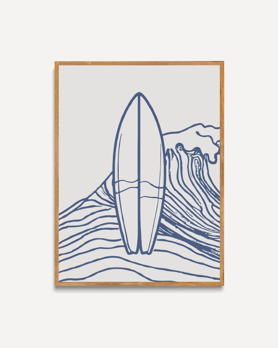 Surfplank en golven Poster