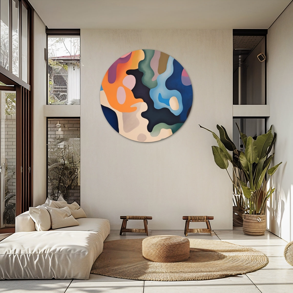 Abstract Color Composition Wall Circle