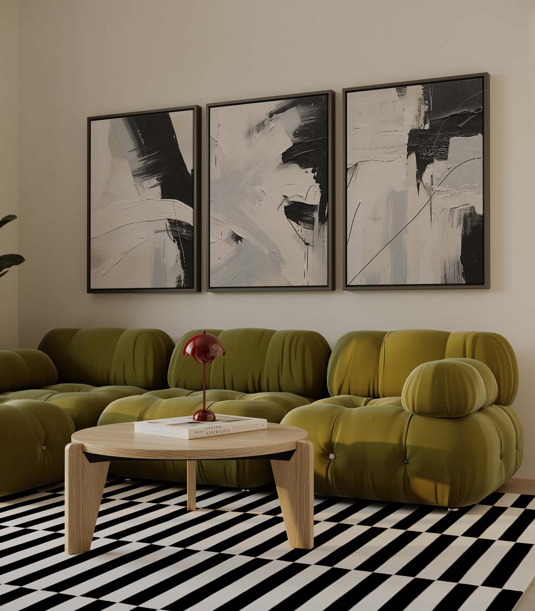 Dynamisch monochroom Kunstwerk-canvas-dibond-plexiglas-wanddecoratie-WallArtistic