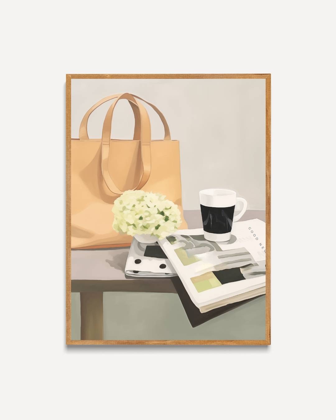 Beige tas en koffie Poster