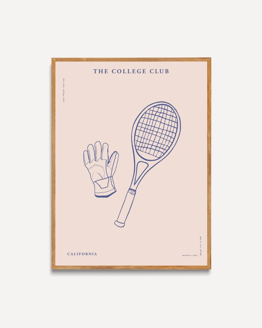 The College Club tennisracket en handschoen Poster