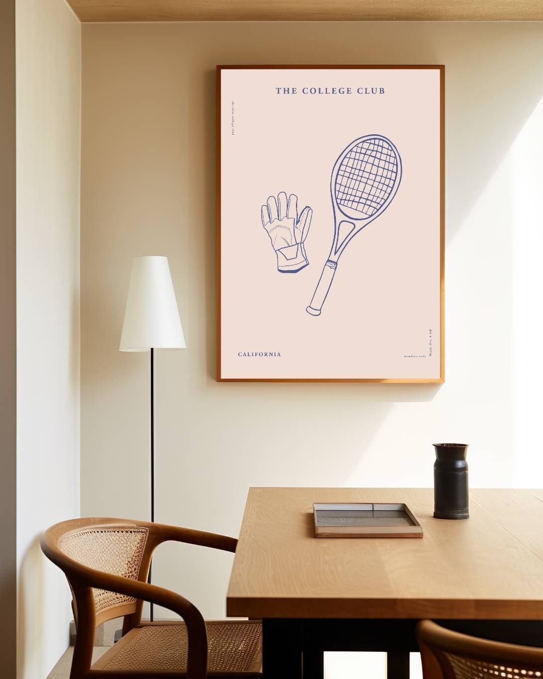 The College Club tennisracket en handschoen Poster