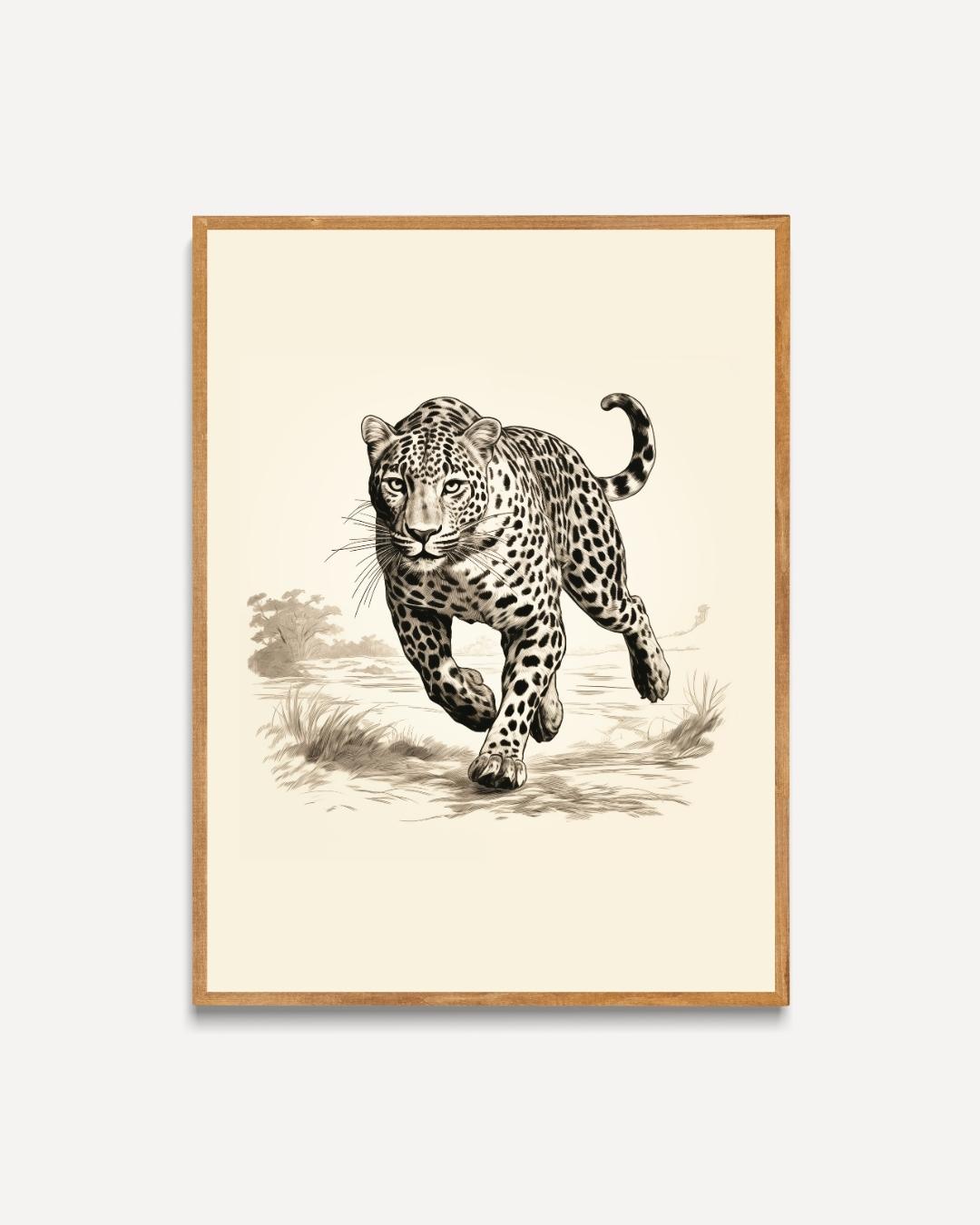 Leopard in Aktion Poster