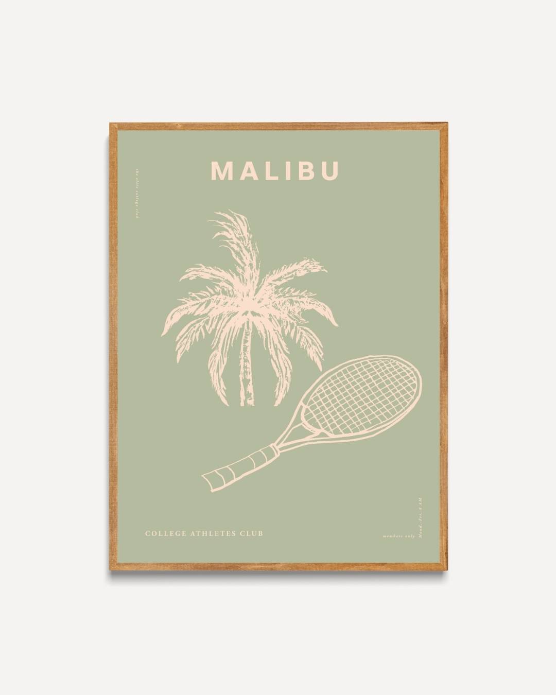 Malibu tennisracket en palmboom Poster