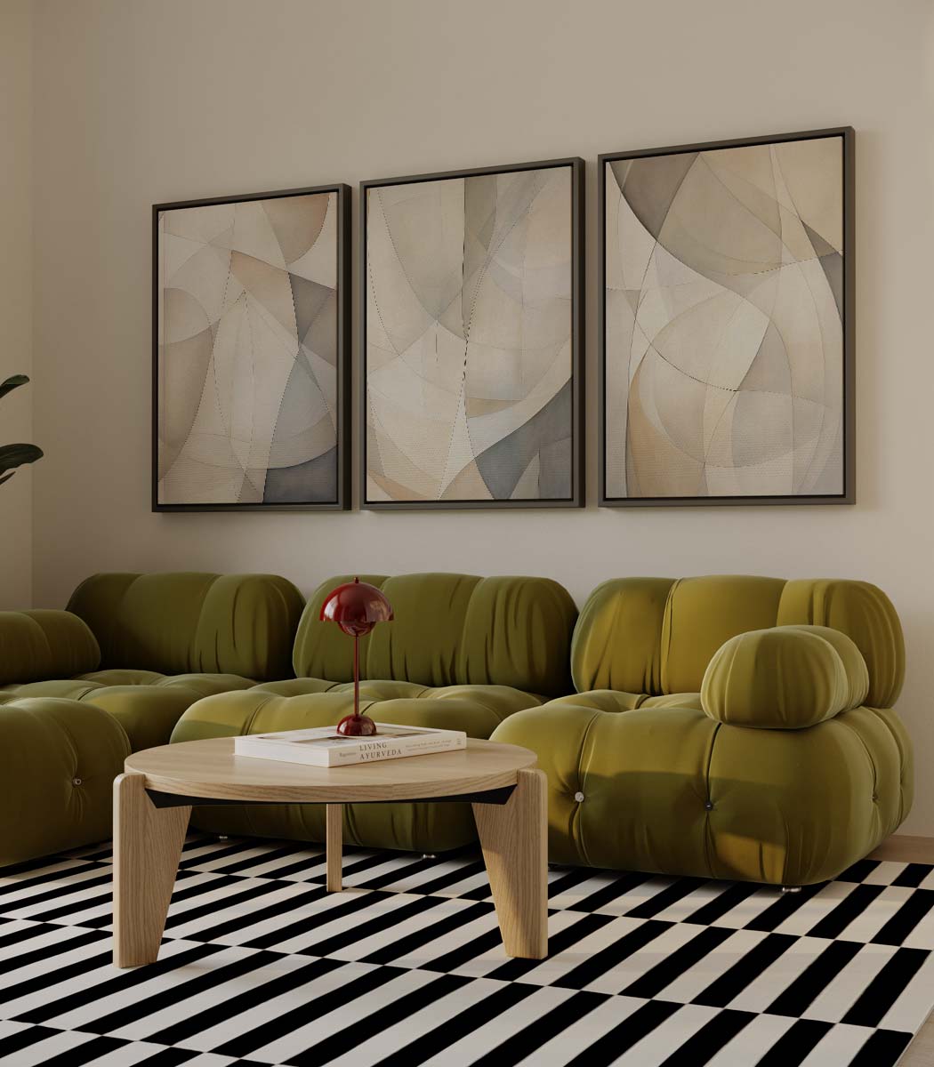 Geometrisch textielspel Kunstwerk-canvas-dibond-plexiglas-wanddecoratie-WallArtistic