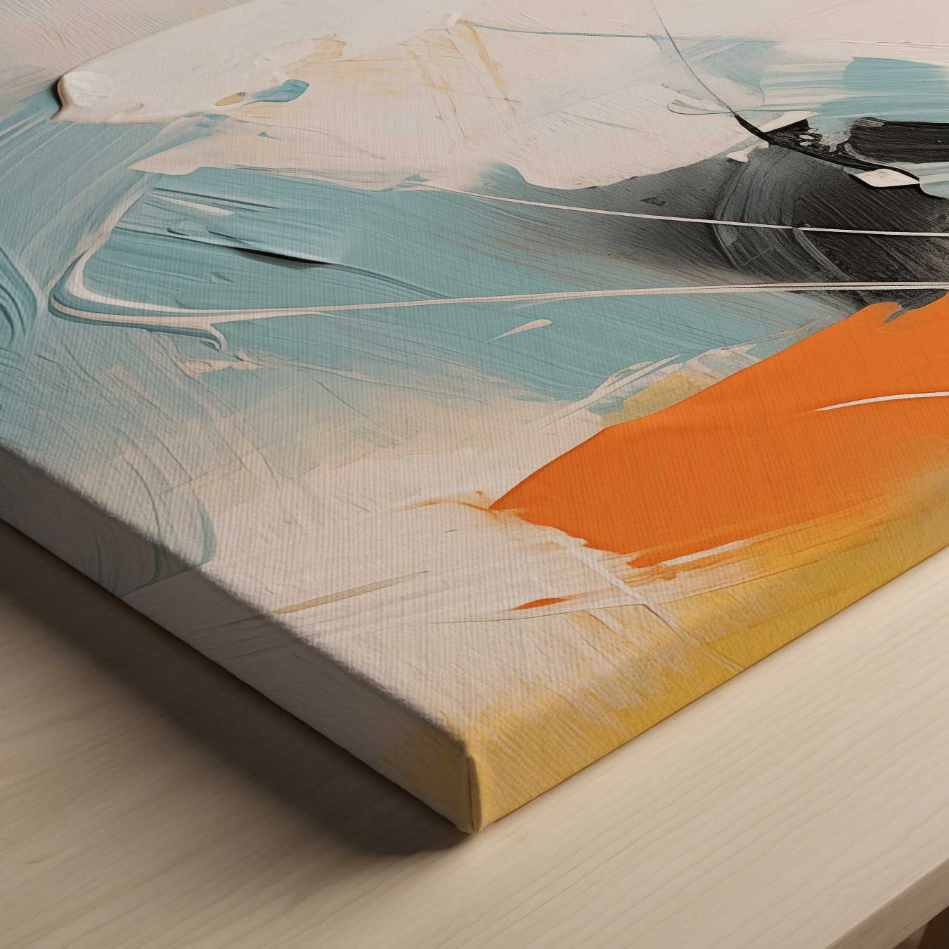 Abstracte kleurbeweging met oranje accent