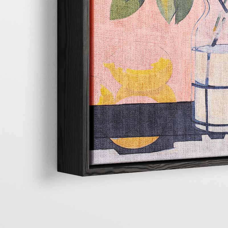 Vrolijke Vaas met Bladeren Kunstwerk-canvas-dibond-plexiglas-wanddecoratie-WallArtistic