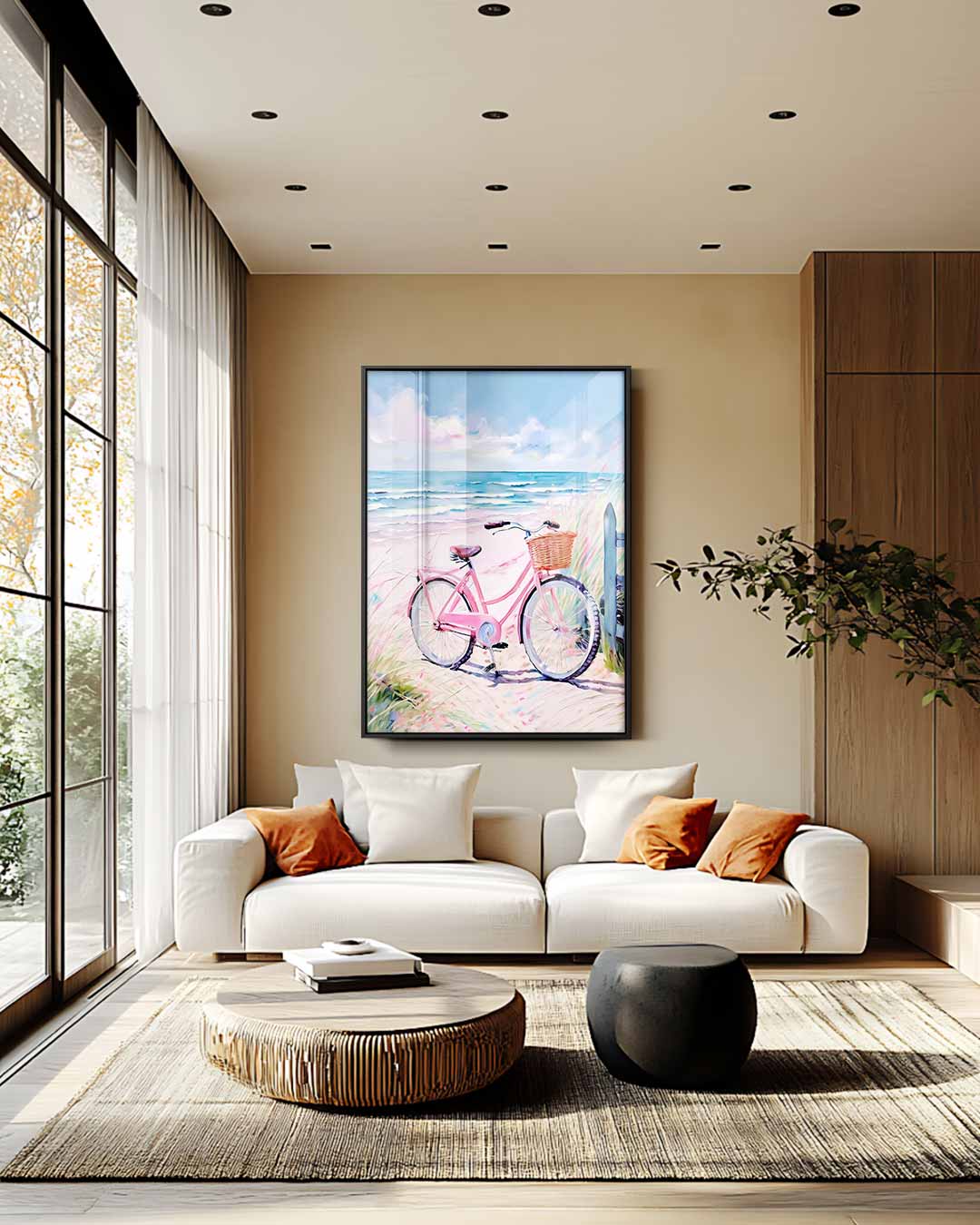 Nostalgische Strandfiets Kunstwerk-canvas-dibond-plexiglas-wanddecoratie-WallArtistic
