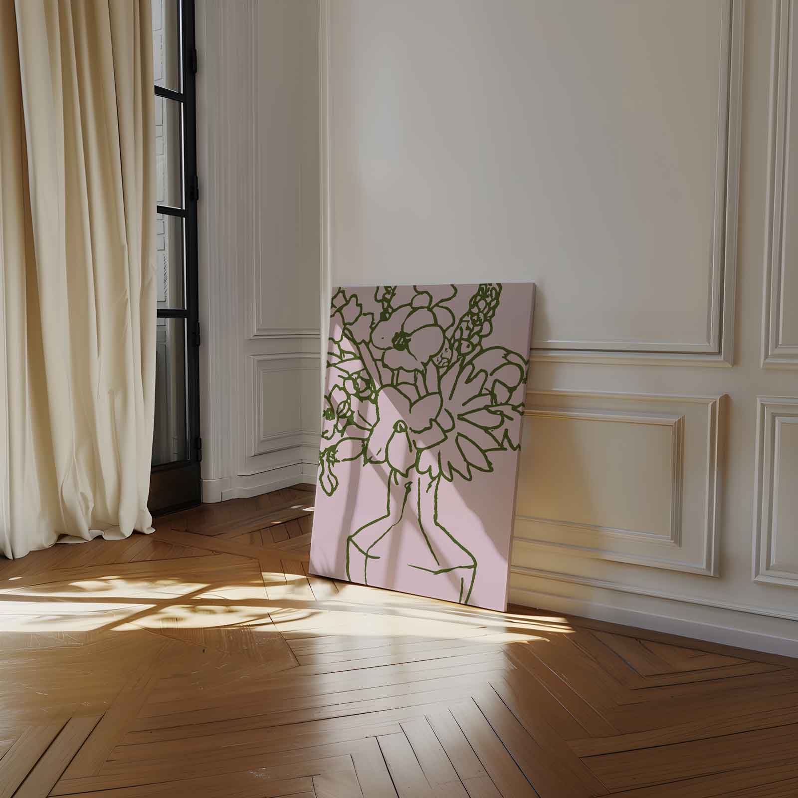 Bloemen in Lijn Kunstwerk-canvas-dibond-plexiglas-wanddecoratie-WallArtistic