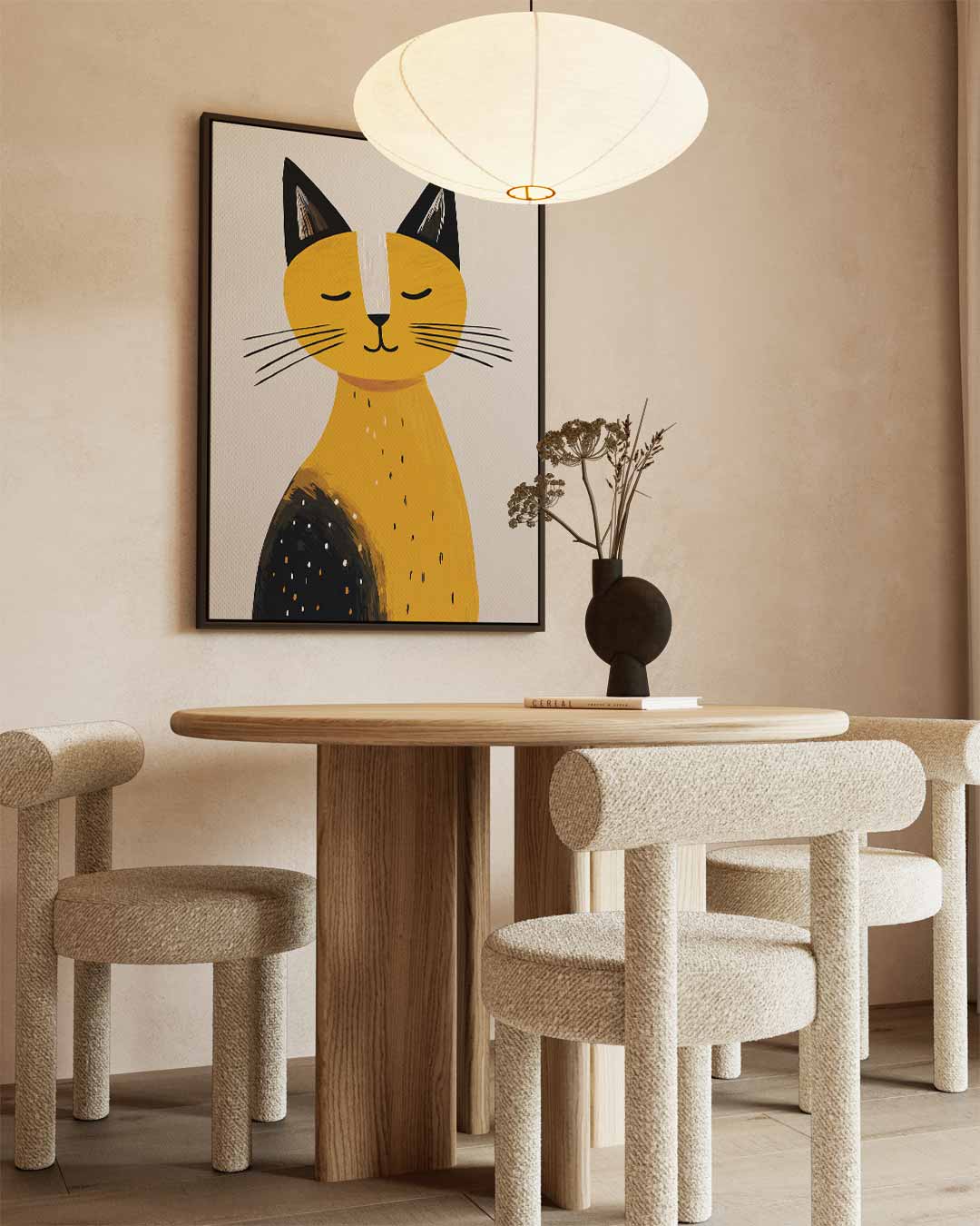 Slaperige Kat Illustratie Kunstwerk-canvas-dibond-plexiglas-wanddecoratie-WallArtistic
