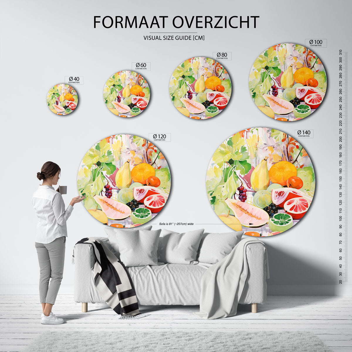 Fruit en bladeren Muurcirkel