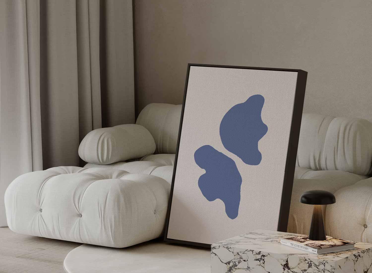 Blauwe Abstracte Vormen Kunstwerk-canvas-dibond-plexiglas-wanddecoratie-WallArtistic