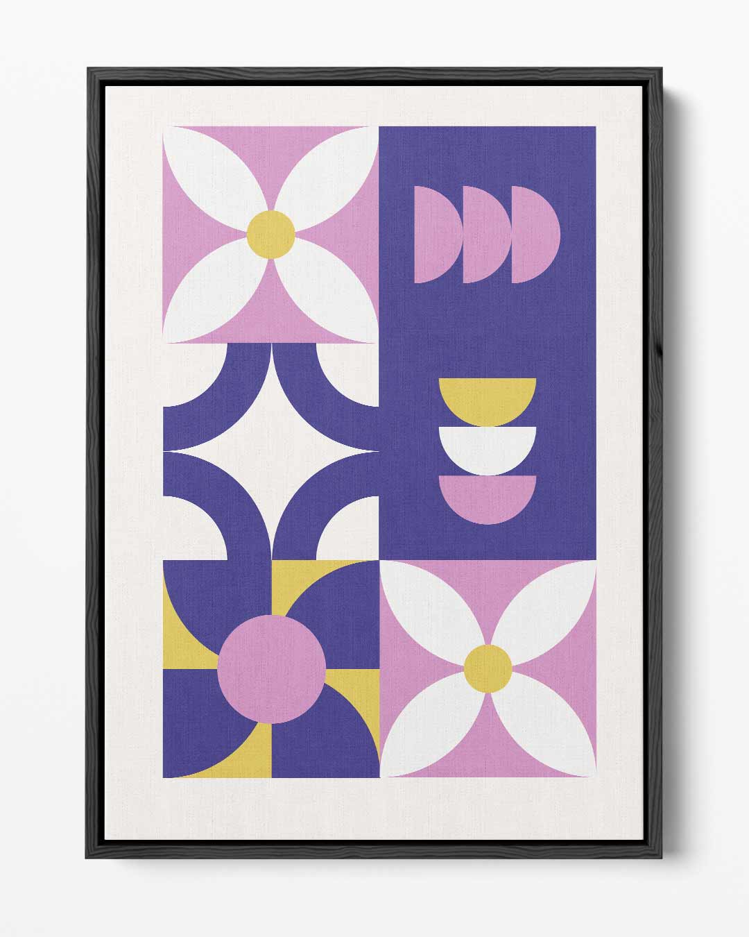 Bloemen in Blauw en Roze Kunstwerk-canvas-dibond-plexiglas-wanddecoratie-WallArtistic