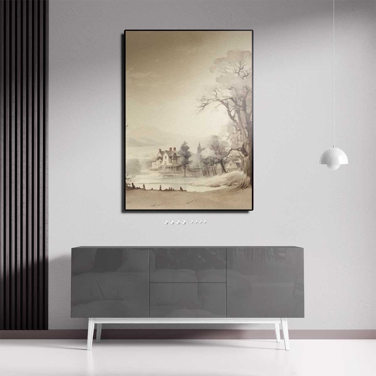 Rustiek Landschap met Landhuis Kunstwerk-canvas-dibond-plexiglas-wanddecoratie-WallArtistic