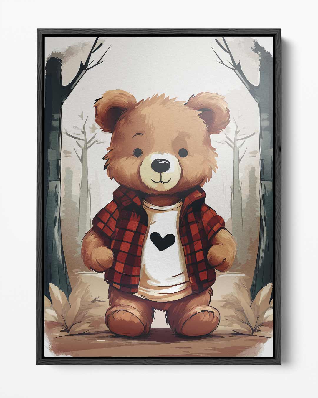 Knuffelbeer in het Bos Kunstwerk-canvas-dibond-plexiglas-wanddecoratie-WallArtistic