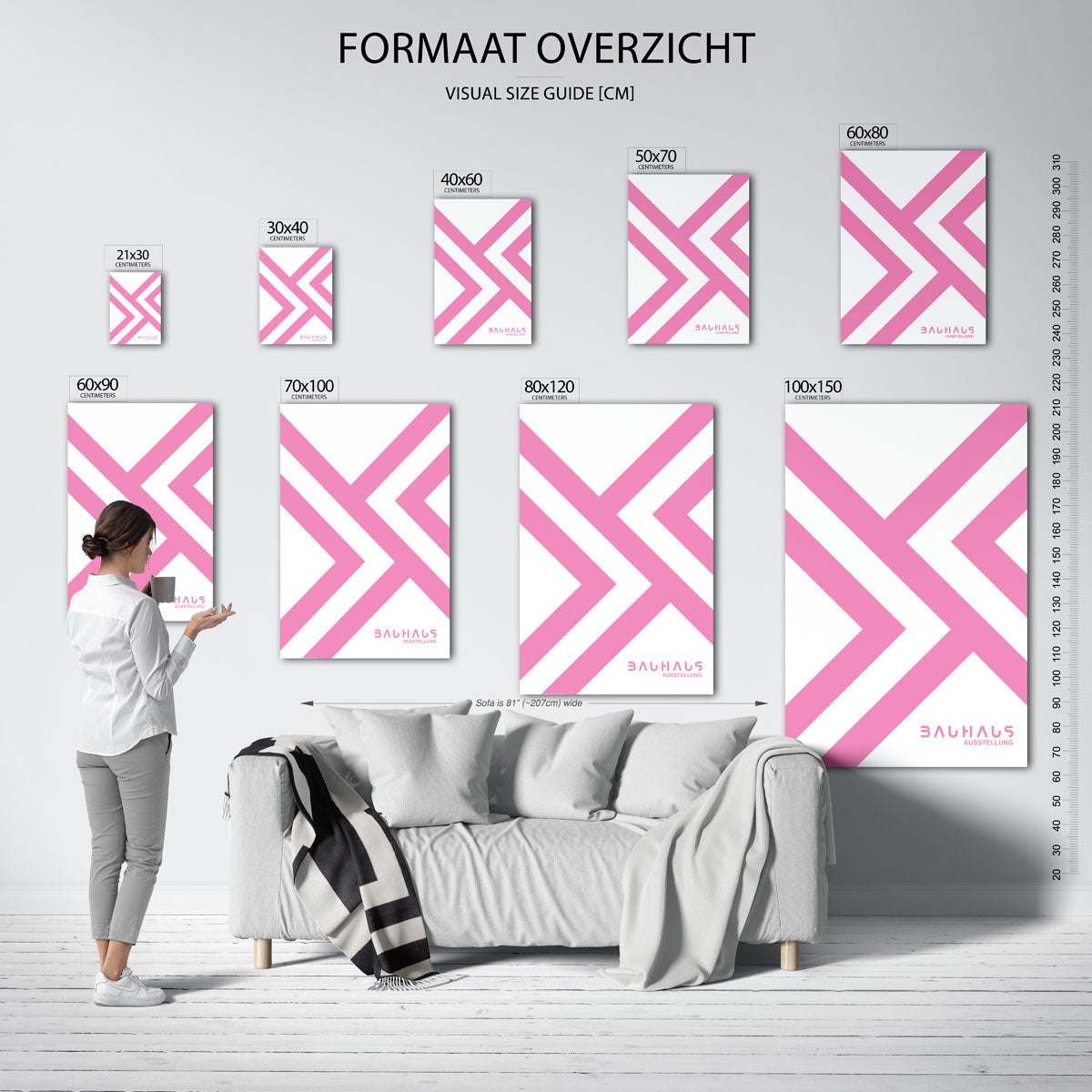 Roze lijnenspel Poster