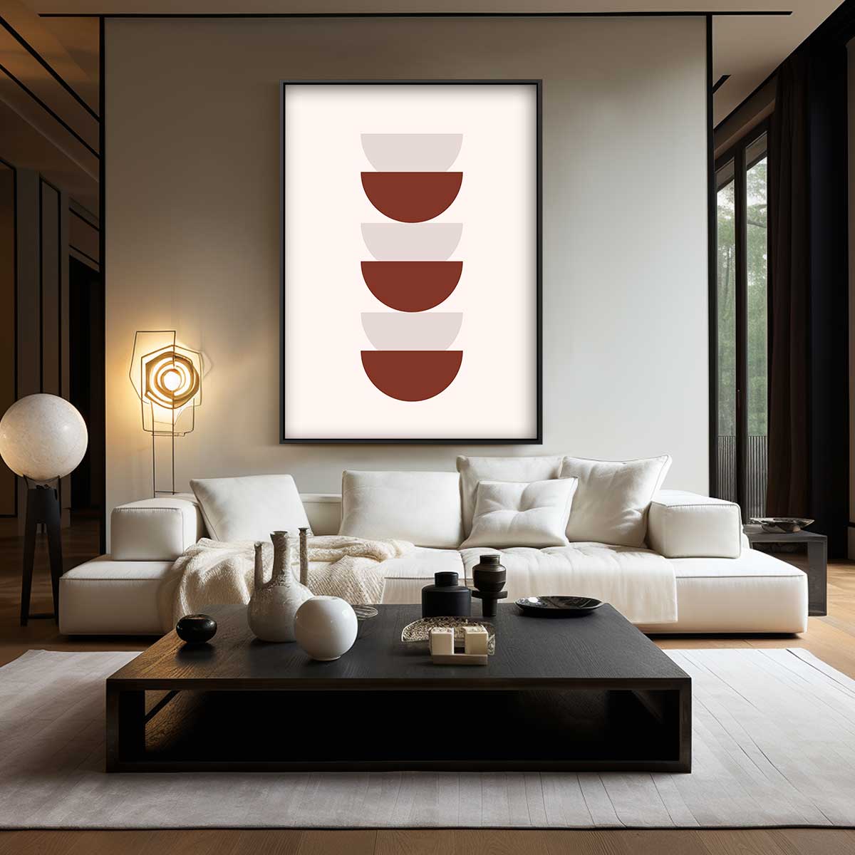 Abstracte Bruine Geometrie Kunstwerk-canvas-dibond-plexiglas-wanddecoratie-WallArtistic