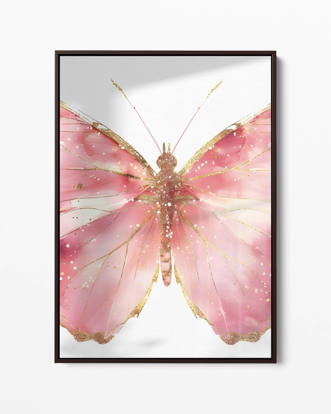 Sprankelende Vlinder in Roze Kunstwerk-canvas-dibond-plexiglas-wanddecoratie-WallArtistic