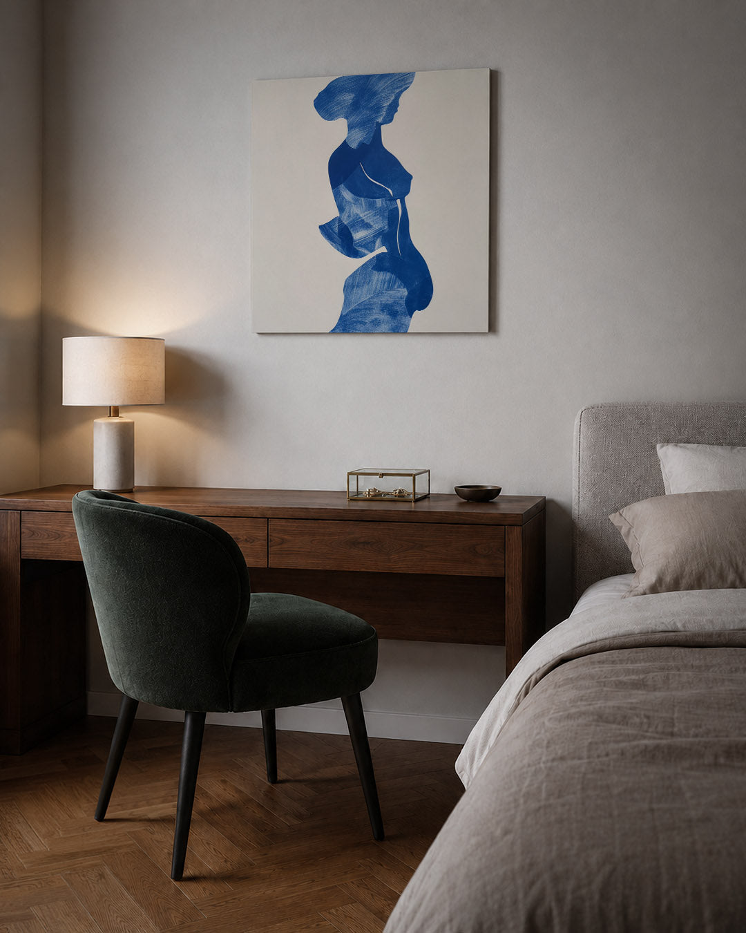 Blauwe silhouet Kunstwerk