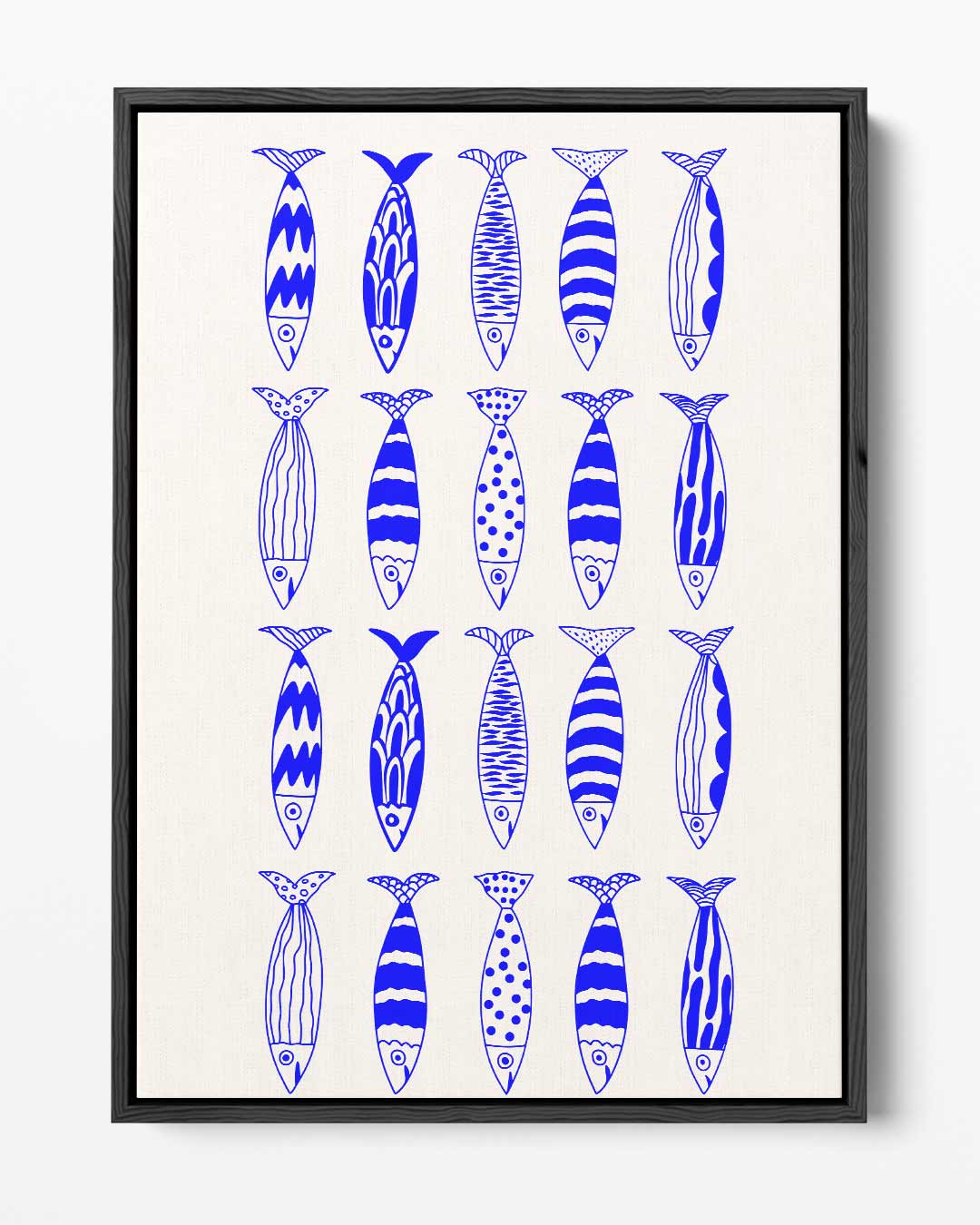 Abstract Vissenpatroon in Blauw Kunstwerk-canvas-dibond-plexiglas-wanddecoratie-WallArtistic