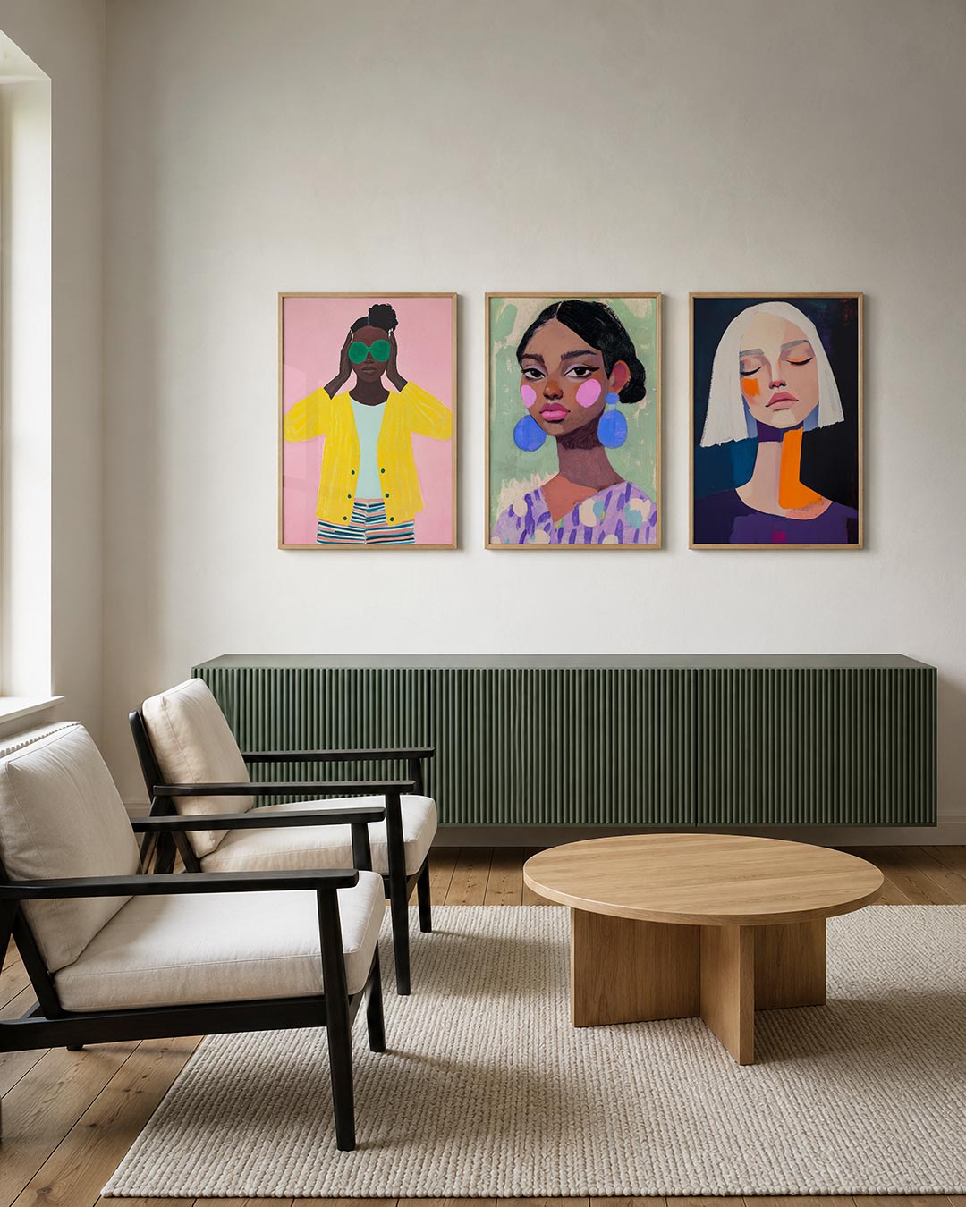 Kleurrijke portretuitdrukking Posterset