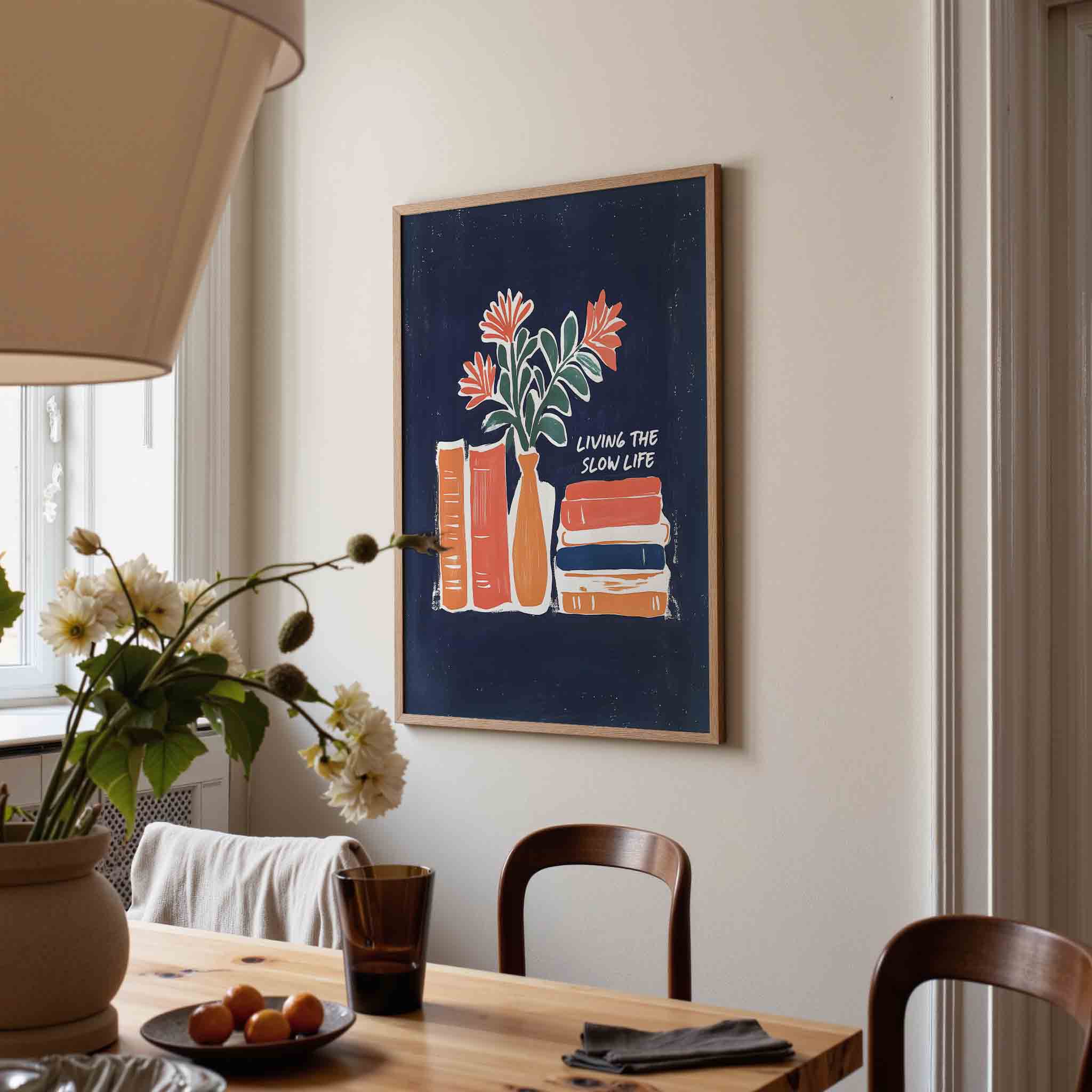 Boeken en bloemen Poster