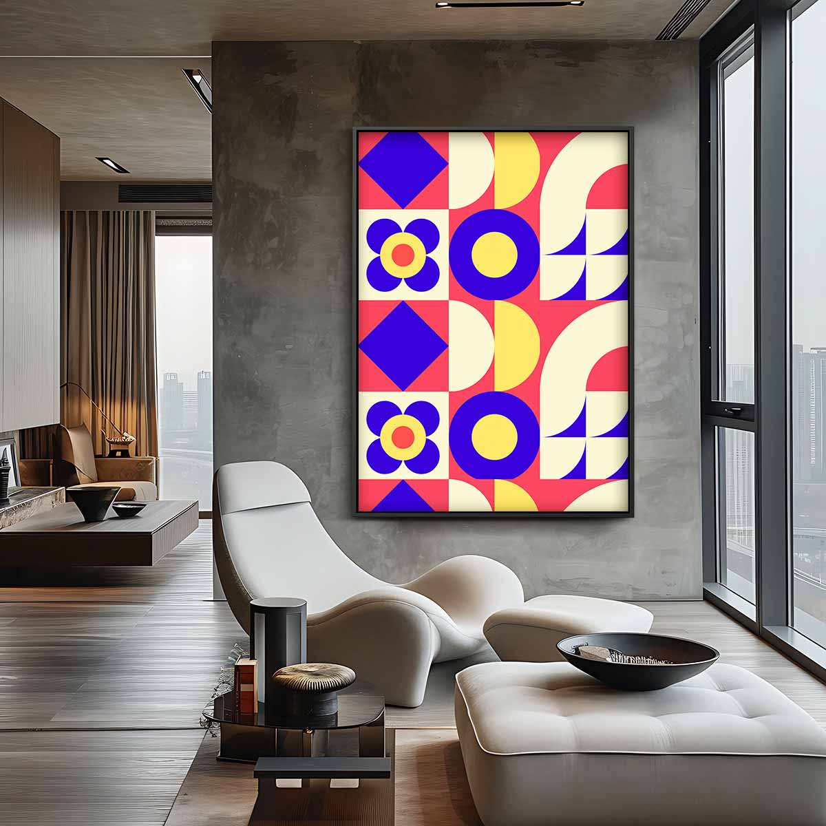 Retro Geometrische Print Kunstwerk-canvas-dibond-plexiglas-wanddecoratie-WallArtistic