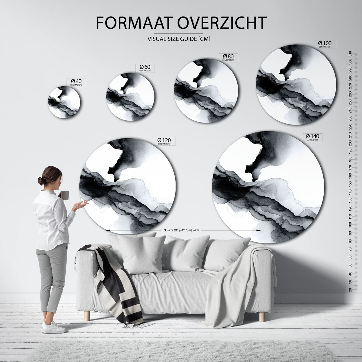 Abstracte lijnen Muurcirkel