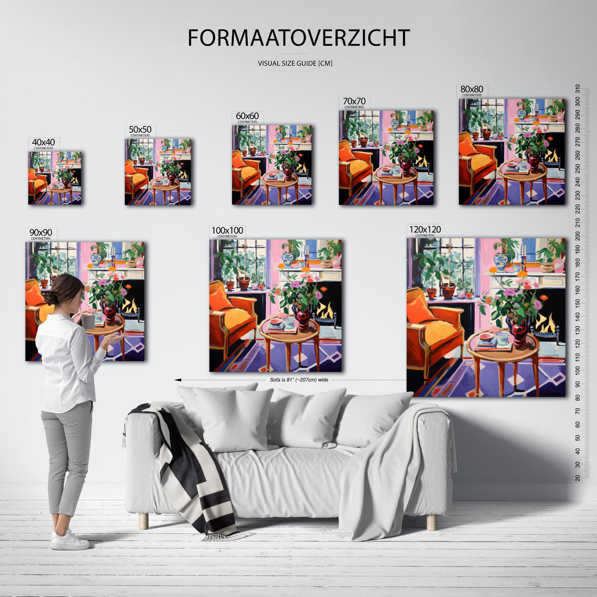 Interieur met bloemen Poster