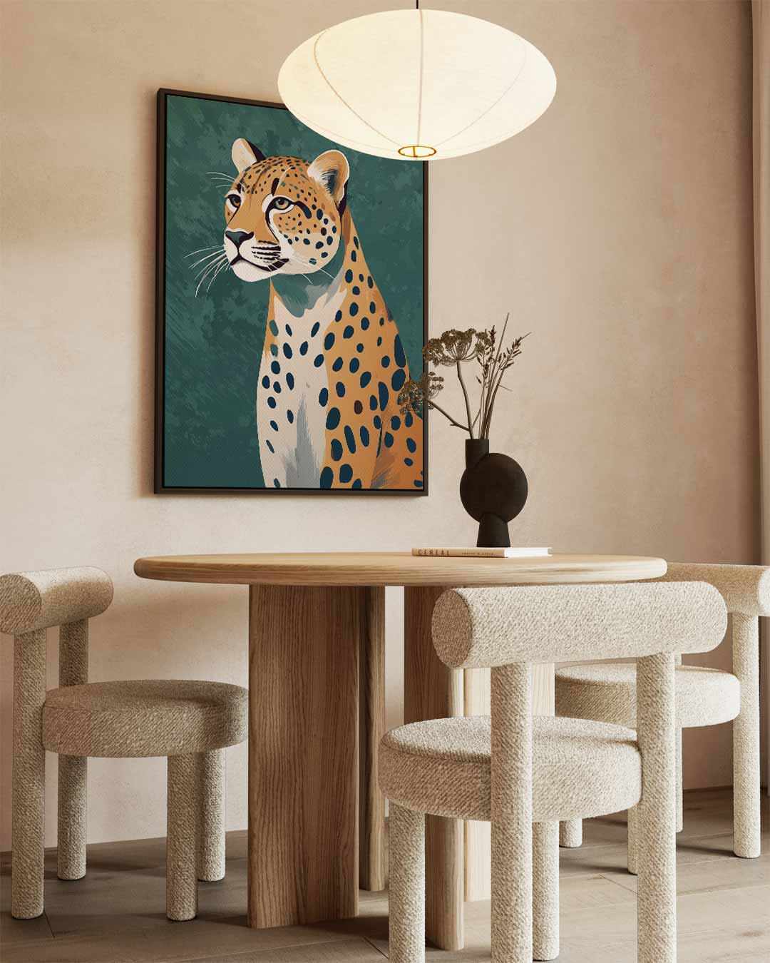 Elegante Jachtluipaard Portret Kunstwerk-canvas-dibond-plexiglas-wanddecoratie-WallArtistic