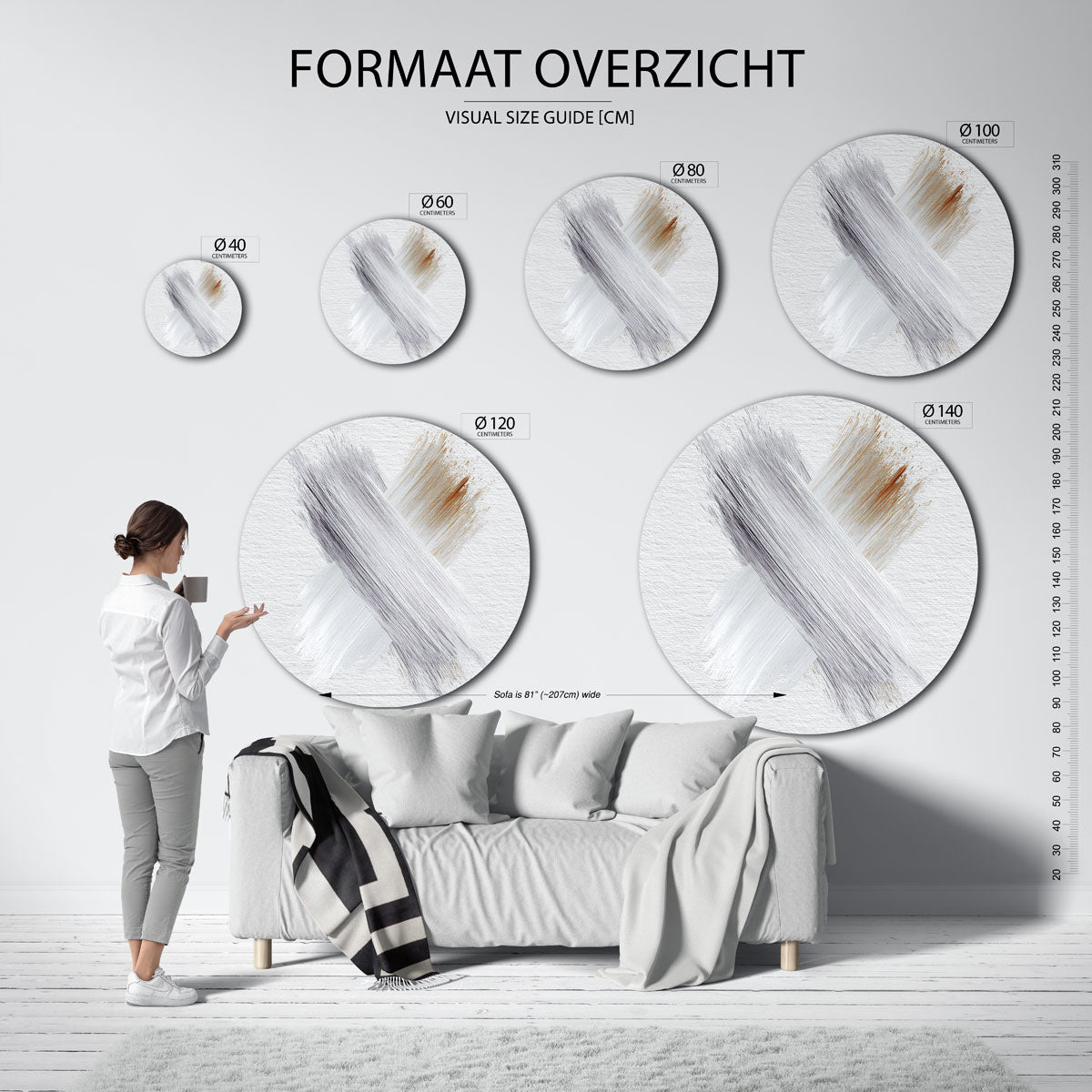 Kruisende penseelstreken Muurcirkel