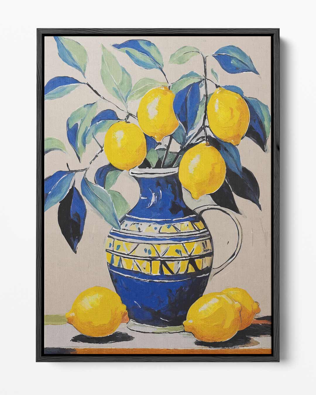 Citroenvaas met Levendige Bladeren Kunstwerk-canvas-dibond-plexiglas-wanddecoratie-WallArtistic
