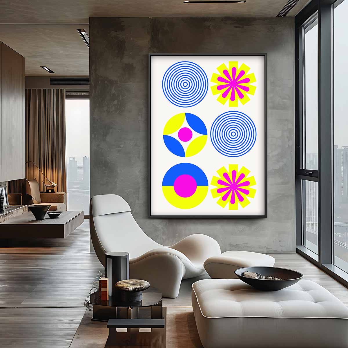 Kleurrijke Cirkelpatronen Kunstwerk-canvas-dibond-plexiglas-wanddecoratie-WallArtistic