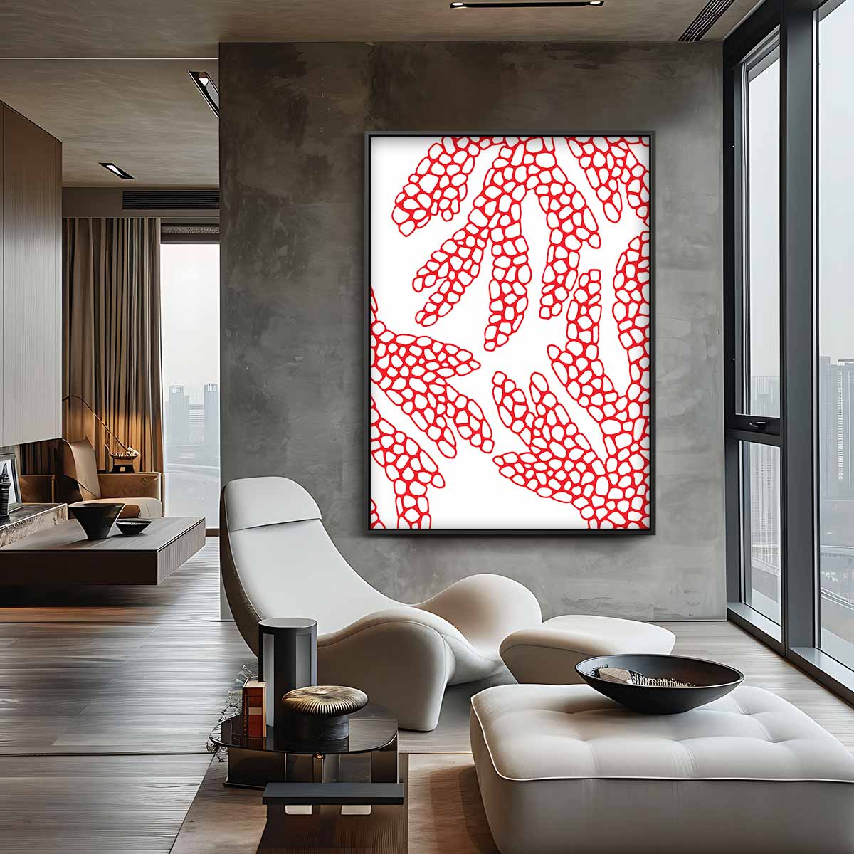 Bloemige Koraalvormen Kunstwerk-canvas-dibond-plexiglas-wanddecoratie-WallArtistic