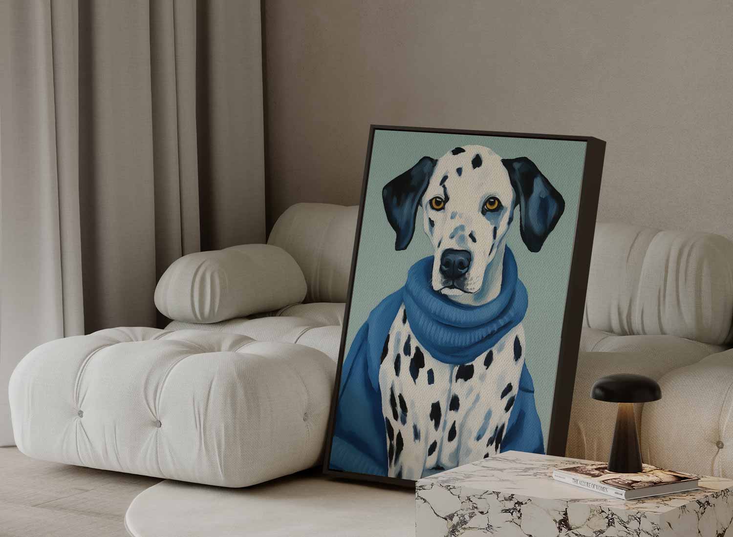 Modieuze Dalmatiër in Blauw Kunstwerk-canvas-dibond-plexiglas-wanddecoratie-WallArtistic