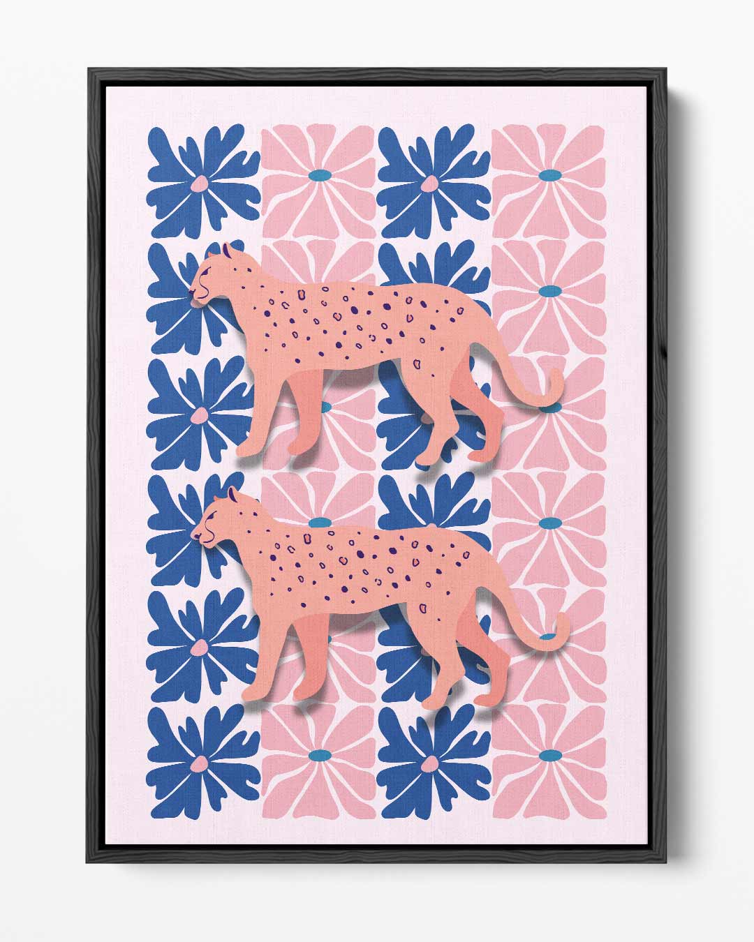 Bloemen en Luipaarden Print Kunstwerk-canvas-dibond-plexiglas-wanddecoratie-WallArtistic