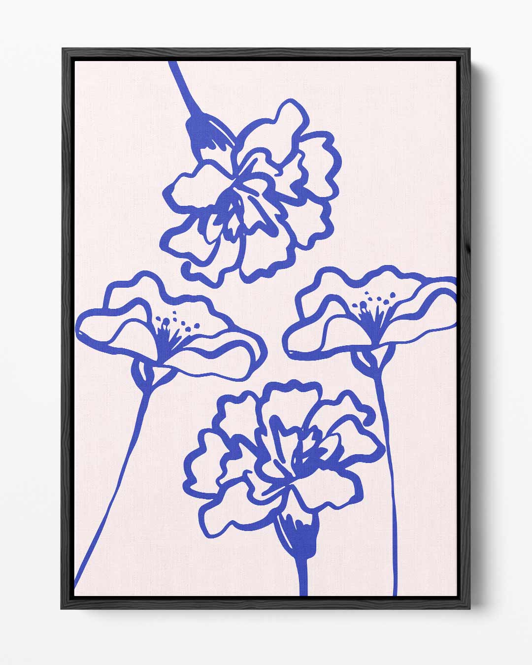 Bloemen in Blauwe Lijnen Kunstwerk-canvas-dibond-plexiglas-wanddecoratie-WallArtistic