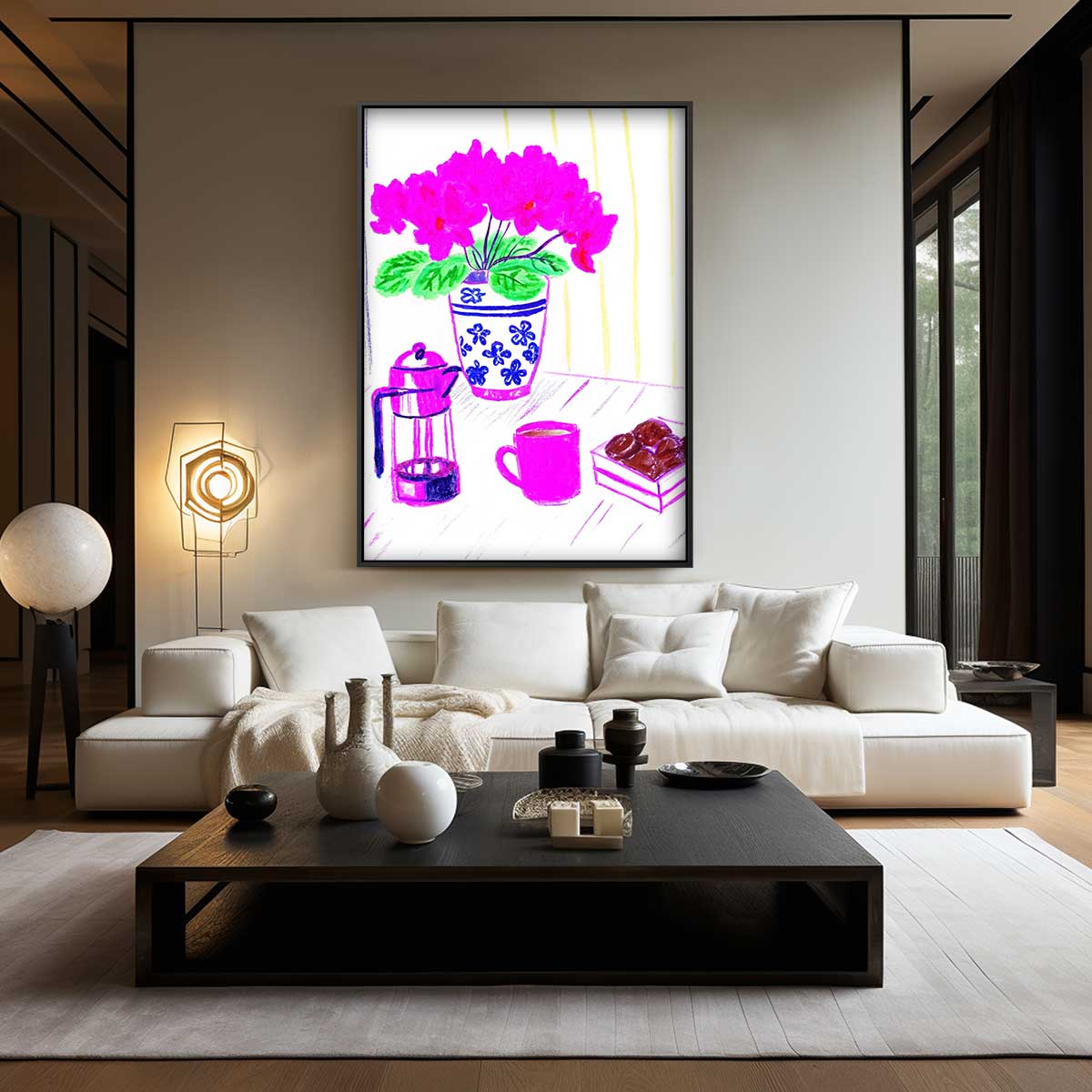 Kleurrijk Ontbijt Tafereel Kunstwerk-canvas-dibond-plexiglas-wanddecoratie-WallArtistic