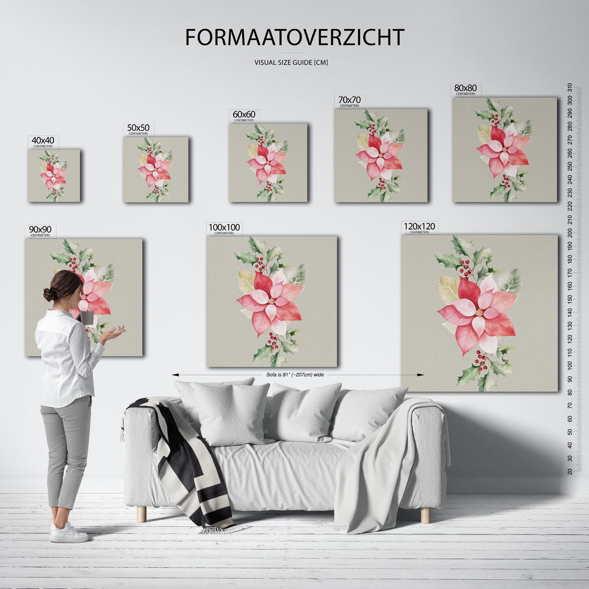 Kerstbloem en hulst Poster