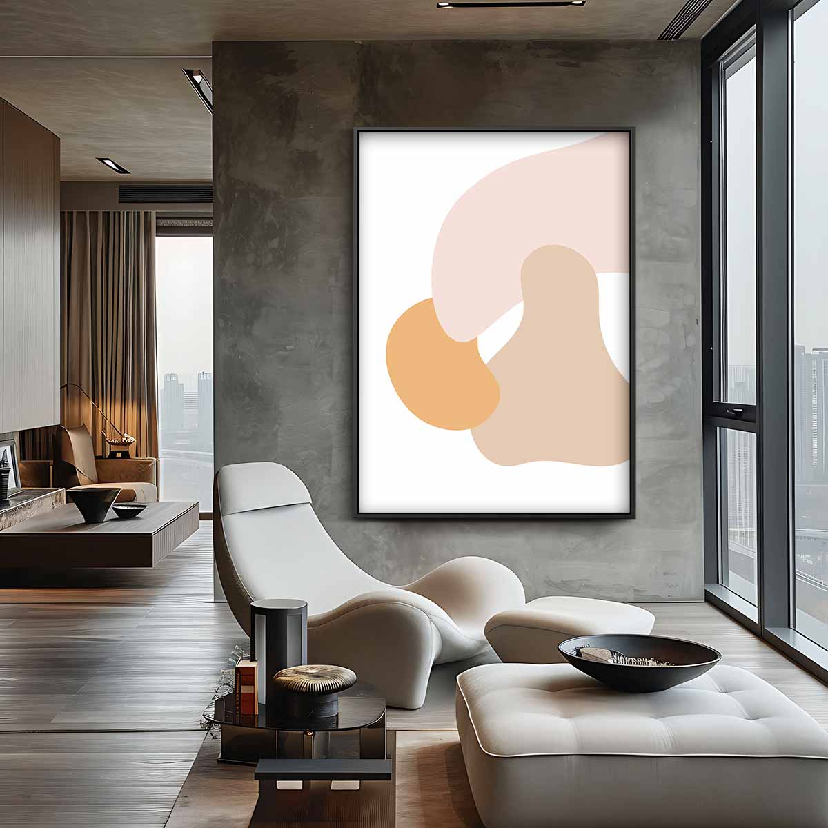Zachte Vormen Abstract Kunstwerk-canvas-dibond-plexiglas-wanddecoratie-WallArtistic
