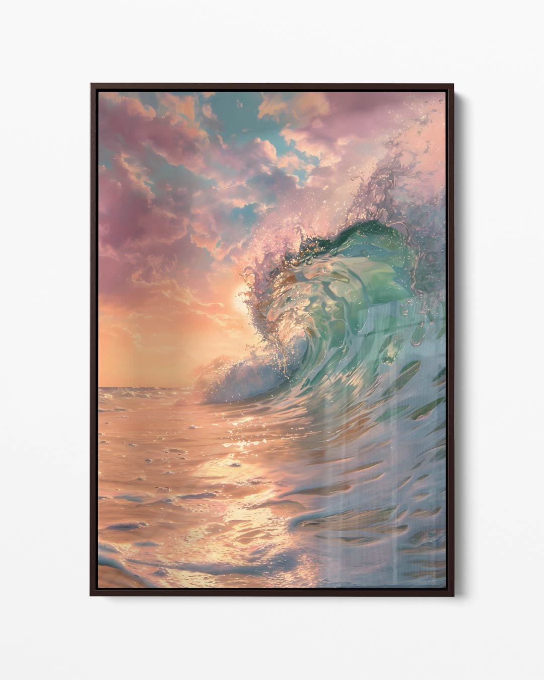 Golven in de Zonsondergang Kunstwerk-canvas-dibond-plexiglas-wanddecoratie-WallArtistic