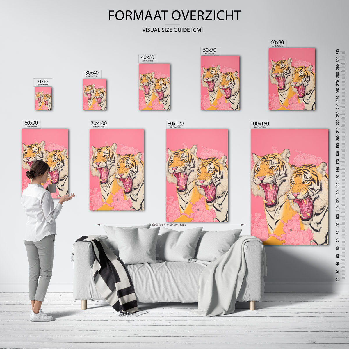 Twee tijgers met bloemen Poster