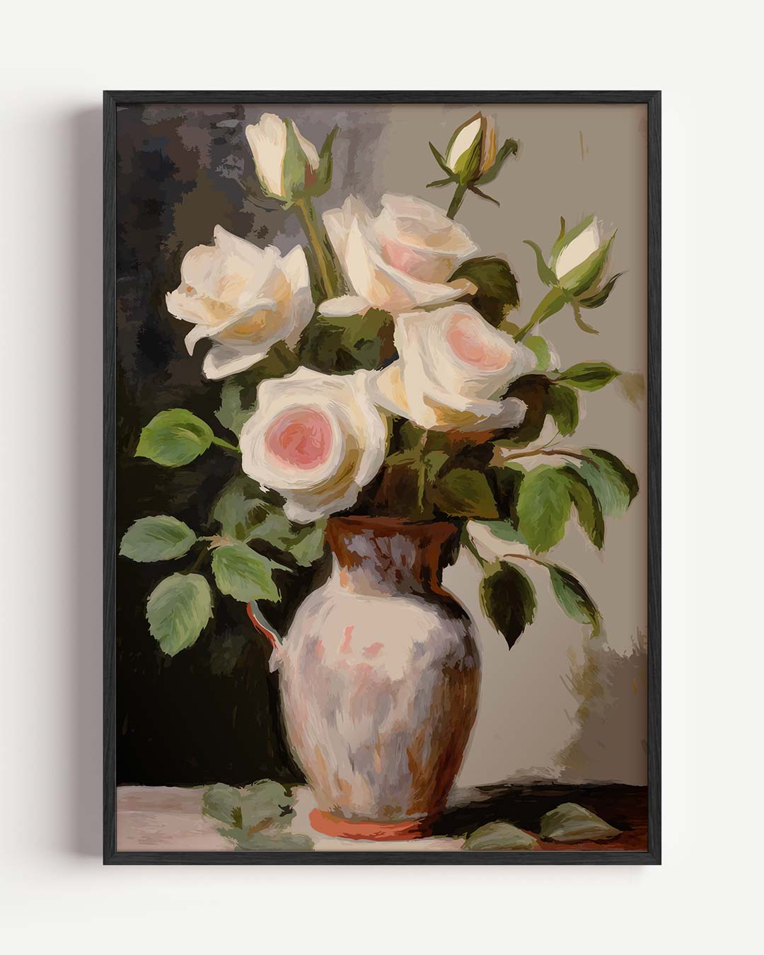 Elegante Witte Rozen in Vaas Poster