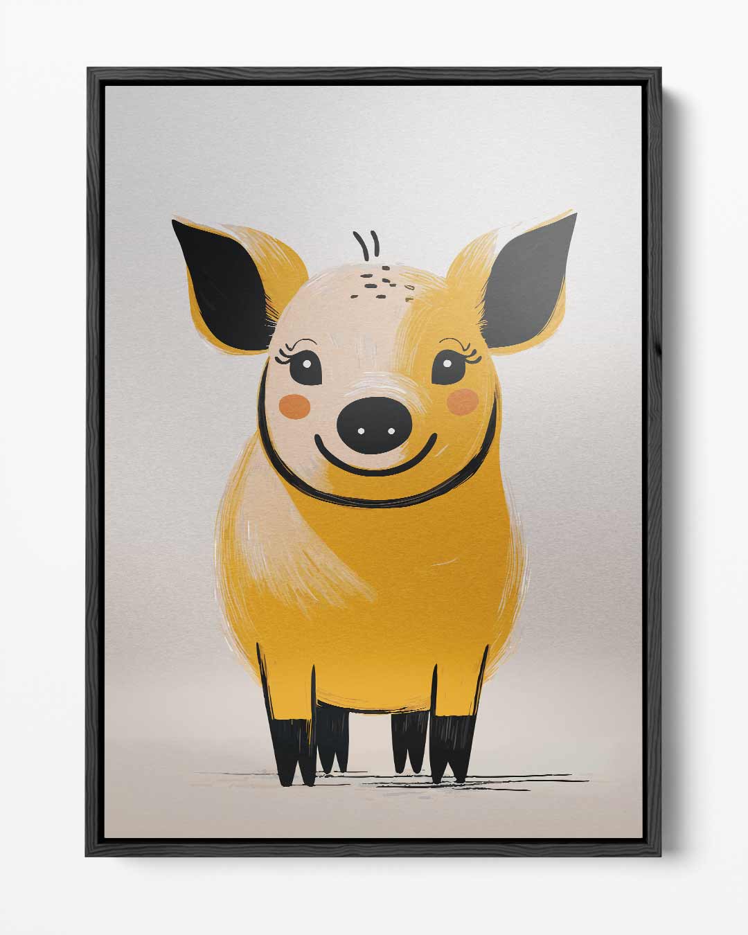 Vrolijke Varkentje Illustratie Kunstwerk-canvas-dibond-plexiglas-wanddecoratie-WallArtistic