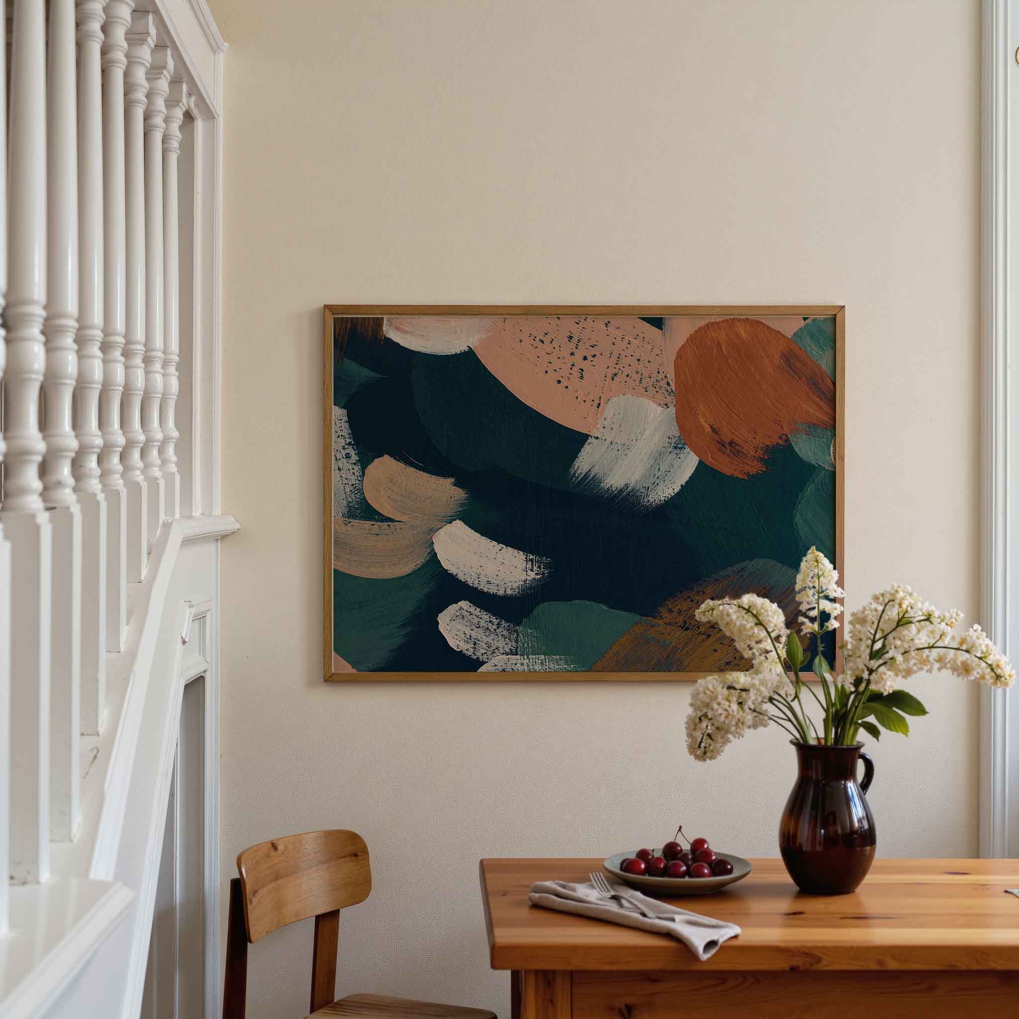 Abstracte penseelstreken Poster