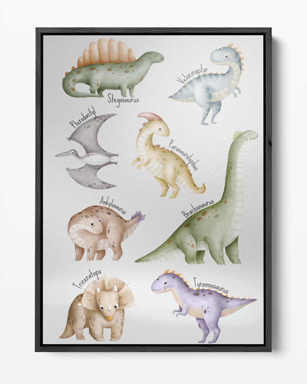 Vrolijke Dino Print voor de Kinderkamer Kunstwerk-canvas-dibond-plexiglas-wanddecoratie-WallArtistic