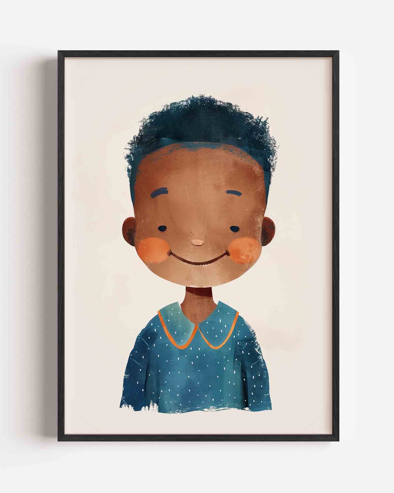 Jongen met blauwe trui Poster