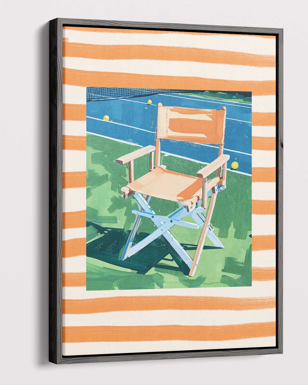 Zomerse Stoel op de Tennisbaan Kunstwerk-canvas-dibond-plexiglas-wanddecoratie-WallArtistic