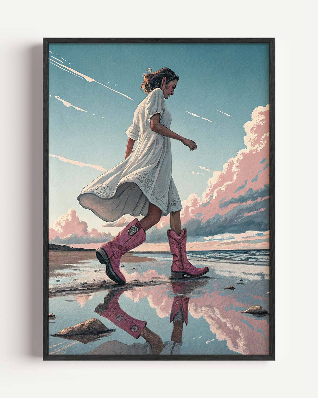 Strandwandeling in Stijl Poster