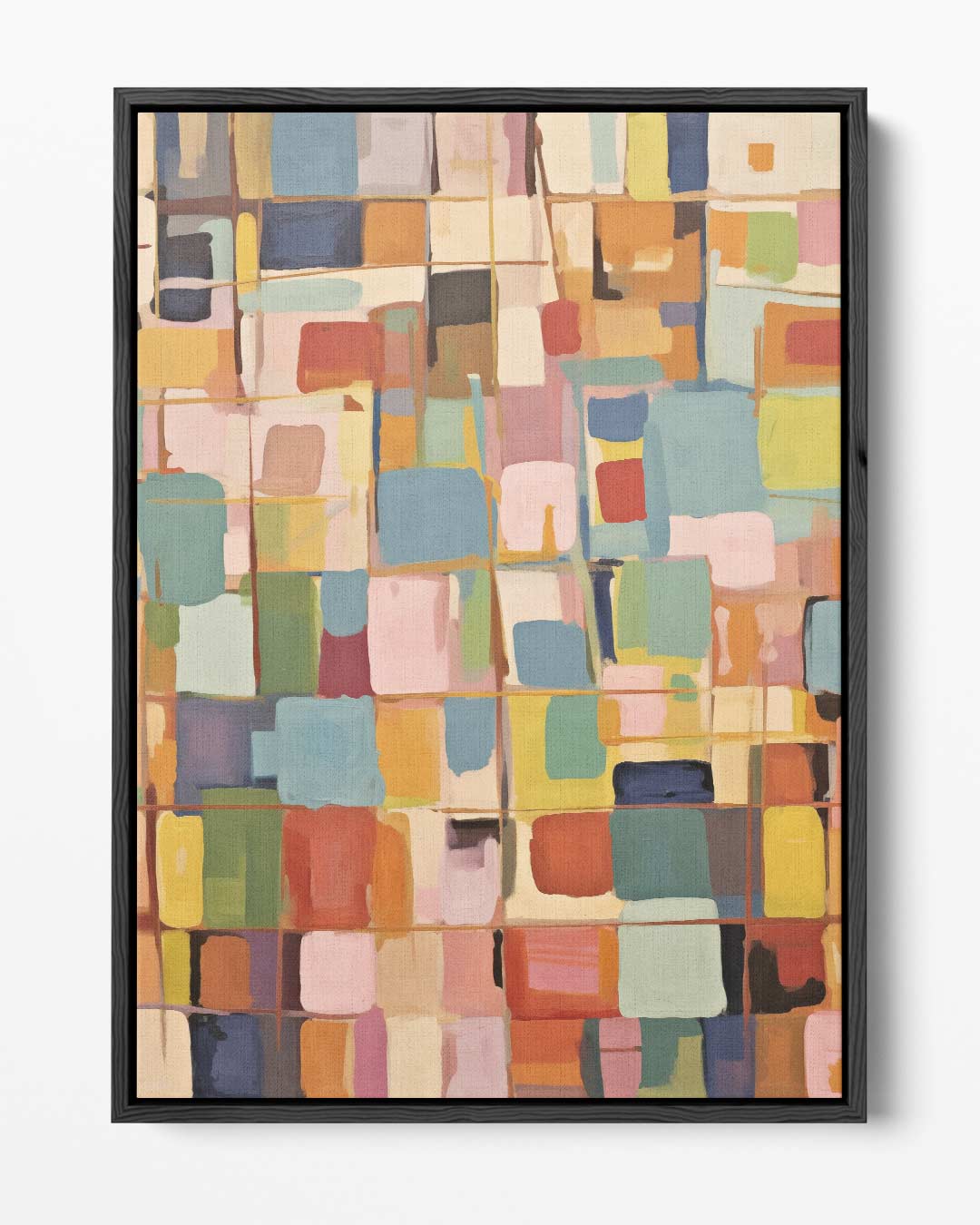 Kleurrijke Abstracte Compositie Kunstwerk-canvas-dibond-plexiglas-wanddecoratie-WallArtistic